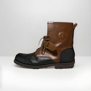 Polo Ralph Lauren Weybrook Men’s 11.5D Brown Black Leather Lace-Up Boots